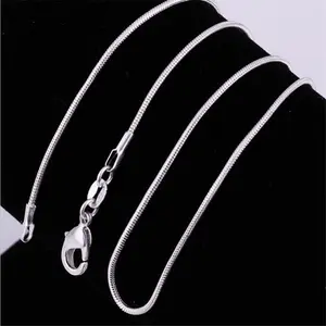 1.2MM Silver Plated Snake Chain Necklace - Dainty Minimalist Metal Link Chain, Smooth Flexible Jewelry Making Replacement Chain , Women Girls Fashion Accessory