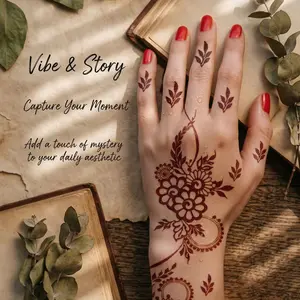 Elegant Henna Hand Drawn Temporary Tattoo Stickers, Deep Floral Wrap Waterproof Sweatproof Colorfast, Realistic Mehndi Style, Long Lasting No Skin Irritation
