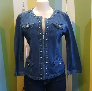 West Bound Denim Jean Zip Up Jacket