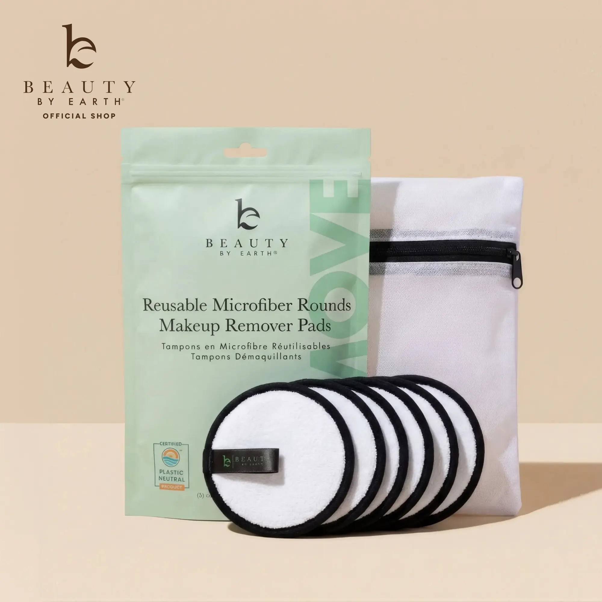 Beauty by Earth Reusable Microfiber Makeup Remover Pads 5-Pack Gentle Cleansing Eco-Friendly Soft Durable Convenient for Everyday Use Makeup Removal