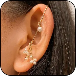 Hook Earrings for Women Ear Crawler Earring Boho Ear Cuffs & Wrap Earrings Helix Hook Earring Silver Tone Helix Earrings Earring Trendy Jewelry