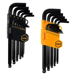 27PCS Hex Key Set, Allen Wrench Set, Metric 1.27-10mm, SAE 3/64"-3/8", Cr-V Steel，Precision Hex Key Set