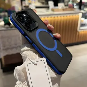 [LX]New Bicolor Matte Frosted Magnetic Phone Case For IPhone 16 15 14 Plus 13 12 11 Pro Max Translucent Shockproof Bumper Hard Cover