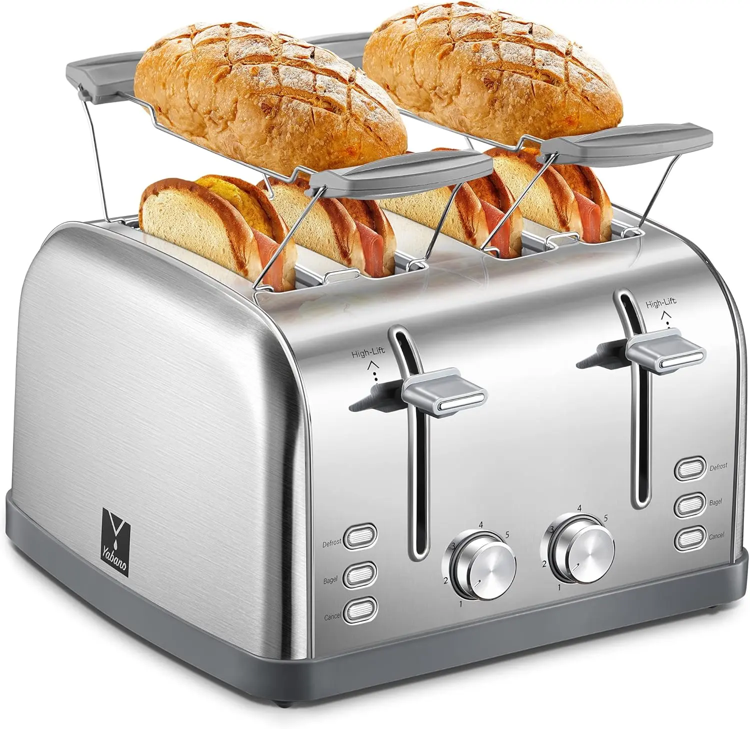Toaster 4 Slice, Extra Wide Slots, Stainless Steel with High Lift Lever, Bagel and Muffin Function, Removal Crumb Tray, 7-Shade Settings with Warming Rack, Silver, Yabano tiktokshopspringglowup Toastie Maker Kitchen Appliances