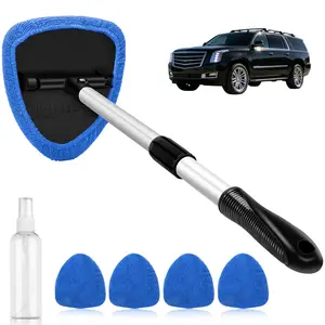 2026 Whimsical Little Shop 4Pcs Extendable Car Window Cleaner Kit-Reach Window Gaps/Sunroofs I Washable Brushes I No More Hard-to-Reach Spots Cleaning Glass Microfiber Tool