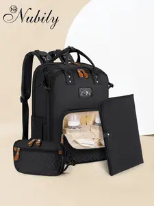 Baby Changing Bag Backpack, Multifunction Nappy Changing Bags, Waterproof Baby Bag, Large Capacity Diaper Bag, Portable Changing Mat, Detachable Crossbody Bag