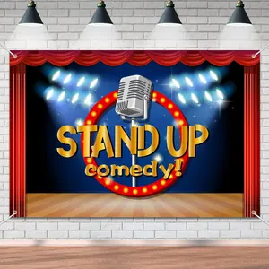 Stand Up Comedy Backdrop Banner Comedy House Stage Theme Background Decor for Adults Boys Girls Funny Stand Up Show Talk Show Talent Show Party Favors Decorations Supplies 72x43in-