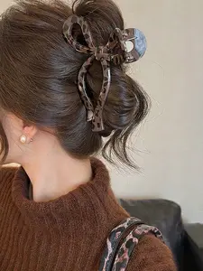 Leopard Print Bow Hair Clip, Stylish Women's Accessory, Perfect for All Seasons, Fashionable Headpiece for Daily Wear, Hair Claw