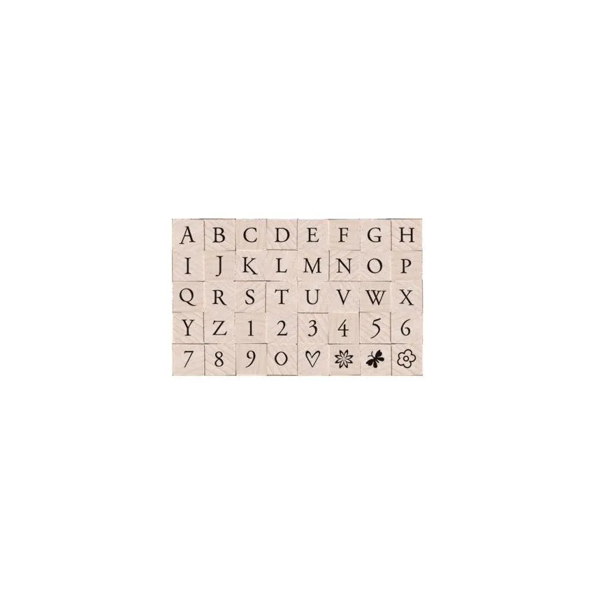 Printer's Type Uppercase Alphabet Woodblock Stamp Set
