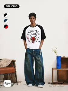 Stranger Things Hellfire Club Graphic Short Sleeve, Unisex Fitted Casual Streetwear Top, Perfect for Daily Wear at Home or Outdoors, Comfortable Sleepwear