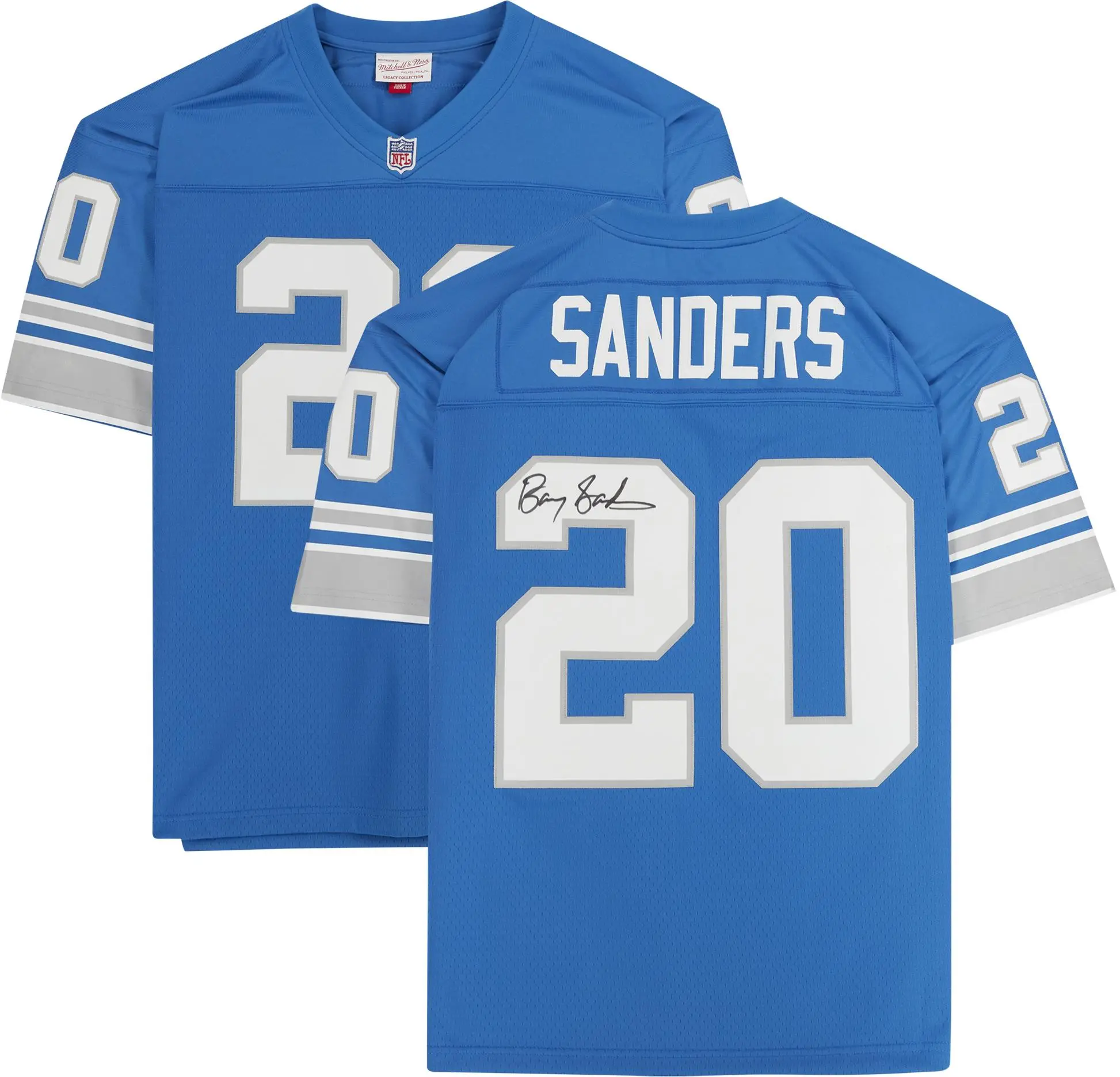 Barry Sanders Detroit Lions Autographed Blue Mitchell & Ness Replica Jersey - Fanatics Authentic Certified