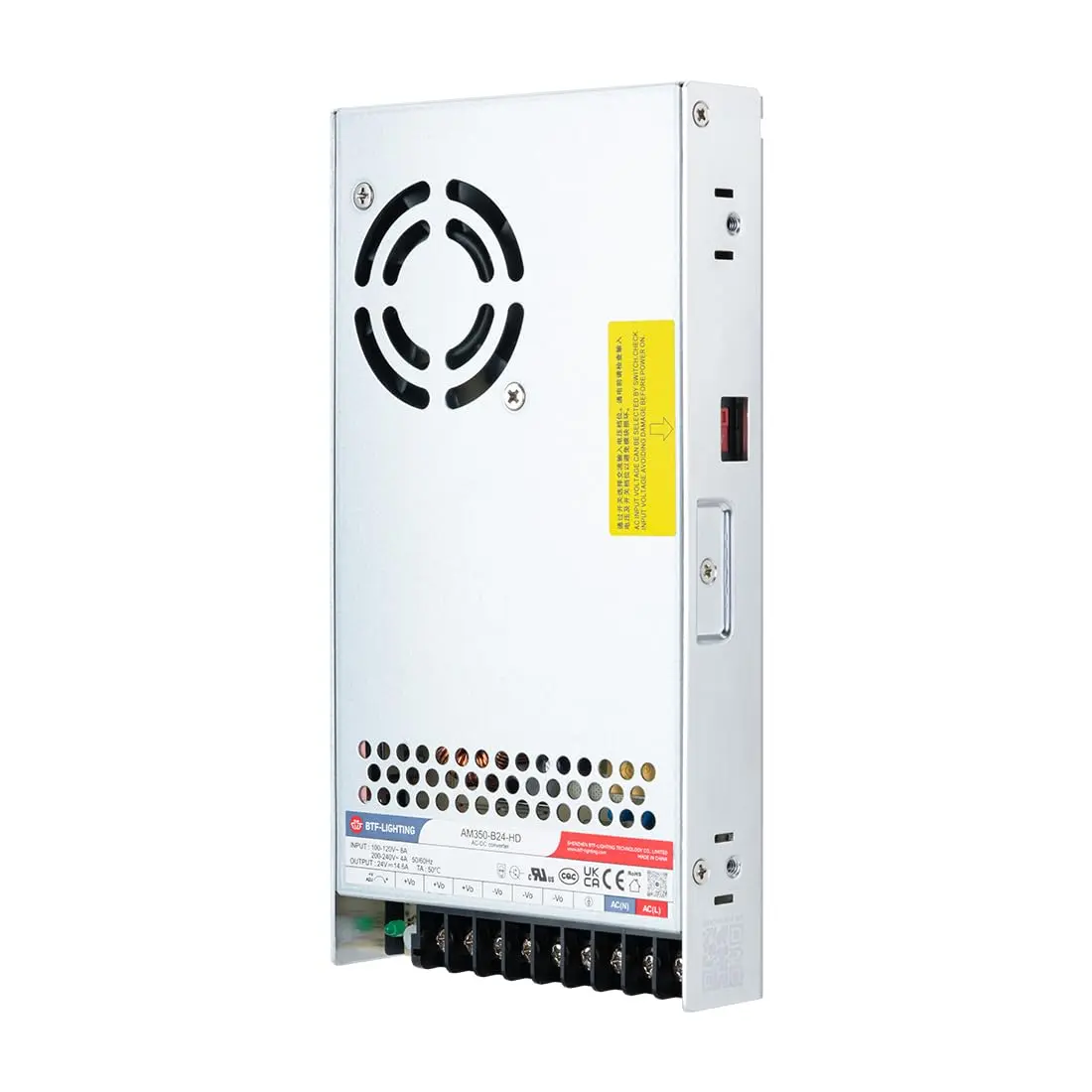 24V DC 60A UL Recognized Component Power Supply, 350W AC 100-240V to DC Converter with Built-in Cooling Fan, Overload-Protected for LED Strips, CCTV Cameras, Industrial Machinery, Metal Housing