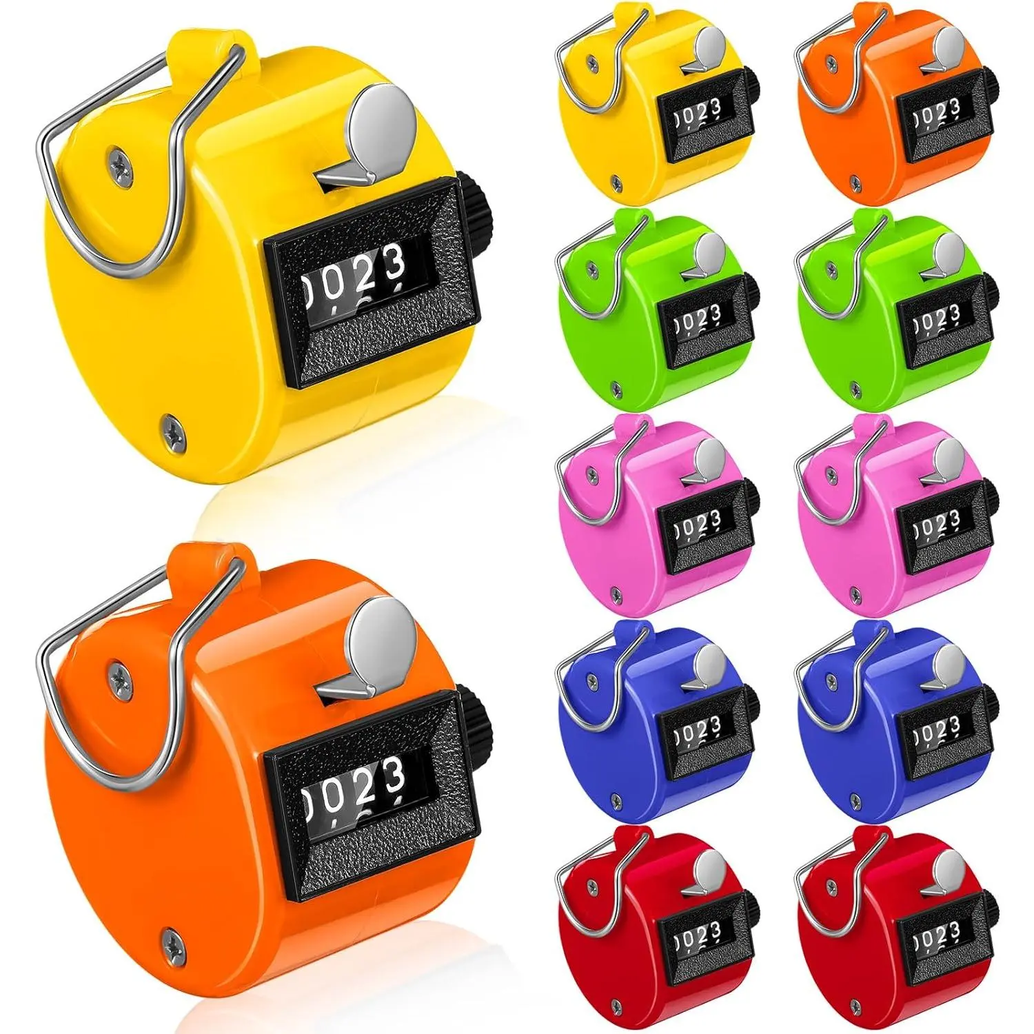 12 count Handheld Tally Counter, 4 Digit Number Clicker Counter, Metal Hand Mechanical Register for Coaching, Knitting, People, Golf and Row