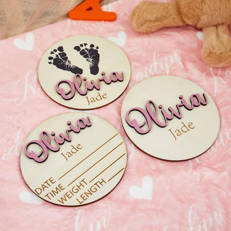 Personalized Baby Name Sign, Baby Announcement Sign with Birth Stats ...