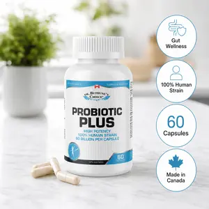 Dr. Bethune's Choice Probiotic Plus Supplement, 60 Billion Per Capsule, 7 Probiotic Strains with FOS & Inulin Prebiotics, Daily Gut Support, 60 Capsules