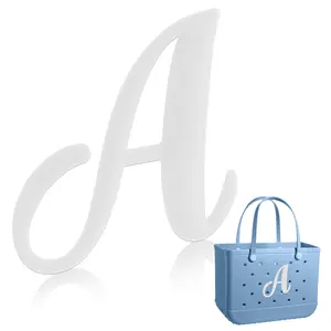 Decorative Lettering Charms for Bogg Bag/Beach Bag, Alphabet Lettering Accessories Bogg Bag Charms Insert, Letters for Personalizing Handbag DIY White