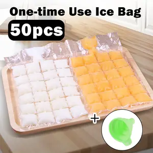 50 Counts Ice Cube Freezing Bags, Self-Sealing Cooler Bags for Drinks & Beverages