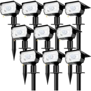 10 Pack Solar Lights Outdoor , 3 Modes Motion Sensor Spot Lights,Solar  Spotlights 2-in-1 Auto /Off Landscape Lighting for Outside Yard Wall Garden, Cool White