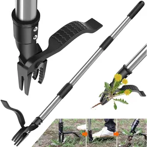 Weed Puller Tool, 4-Claw Stand Up Weeder with Adjustable 46" Handle for Remove Weeds Without Bending, Pulling or Kneeling