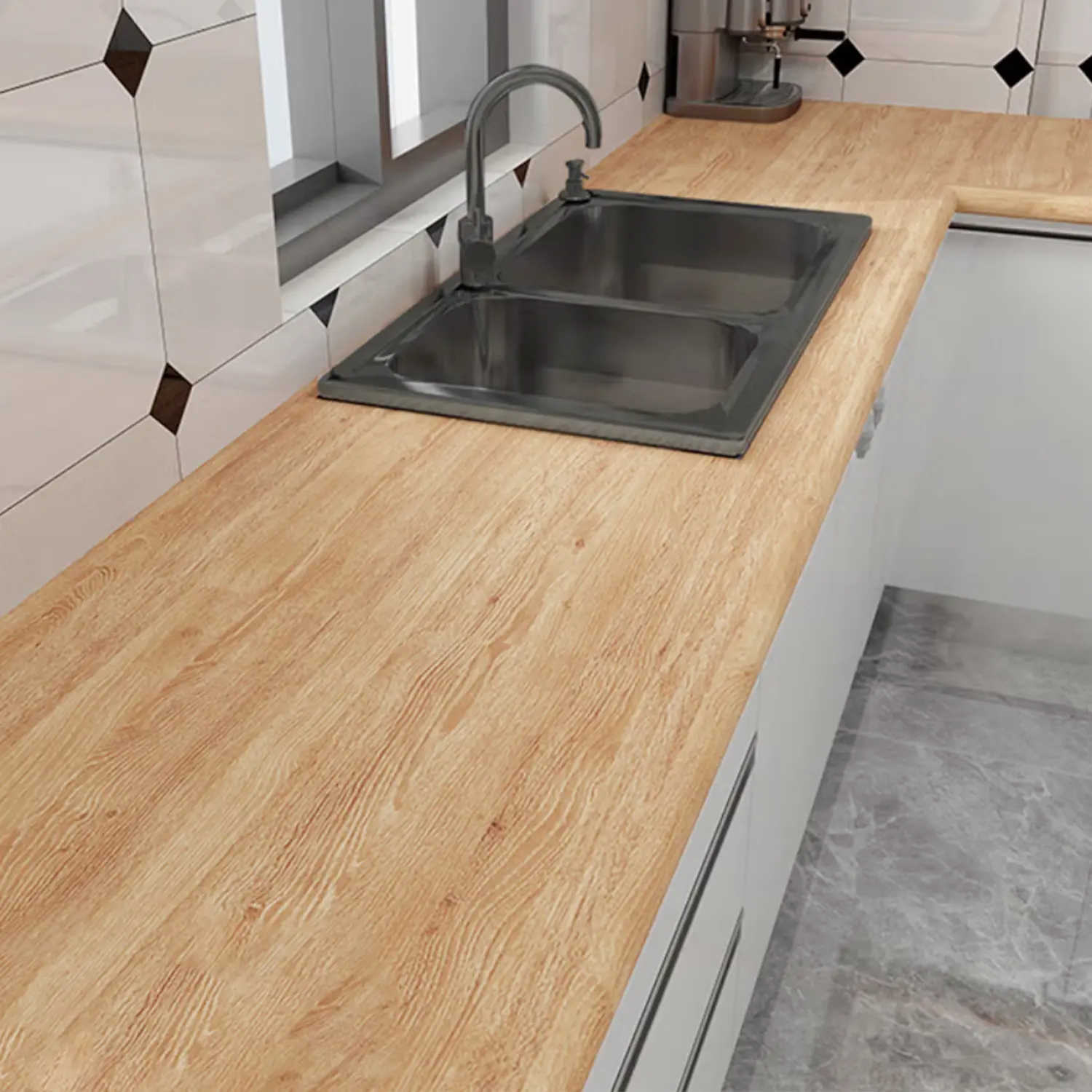 Rustic Wood Grain Stickers, Waterproof Removable PVC Vinyl Contact Paper for Kitchen Cabinets, Countertops & Bathroom Decor, Easily Applicable