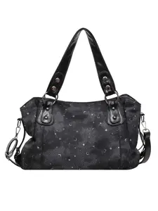 High-Quality Star Moon Print Large Capacity Tote Bag, Vintage Look Handbag, Crossbody & Shoulder Bag, Commute Travel Mom Bag