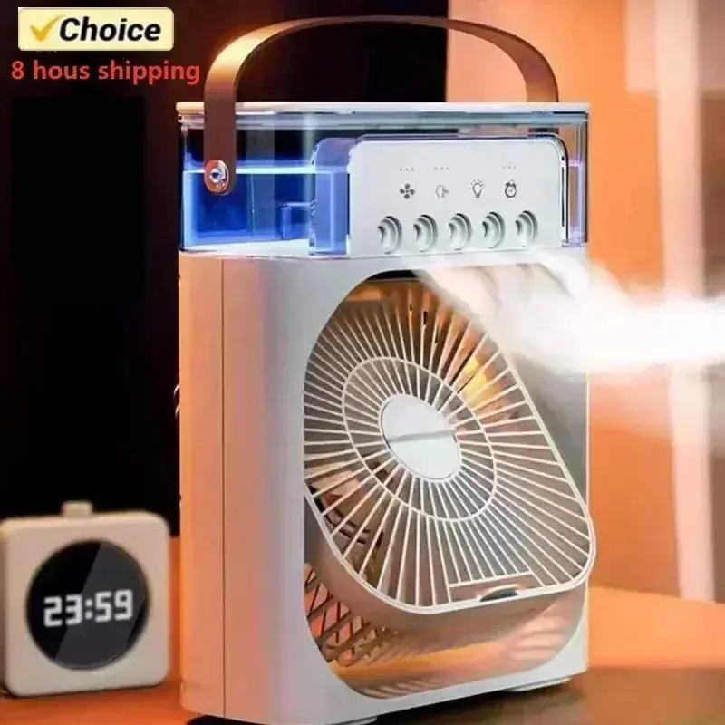 3 In 1 Portable Humidifier Fan Mini Air Conditioners USB Mini fan LED