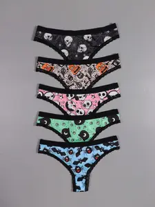 Women's Halloween Themed Print Panty, Breathable Comfortable Skin Friendly Knicker for Daily Wear, Women's Underwear for All Seasons