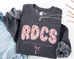 RDCS T-Shirt - Floral Graduation Gift for Sonography Students, Registered Diagnostic Cardiac Sonographer