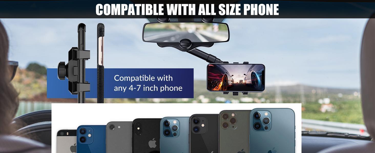 360 Degree Car Phone Holder Rearview Mirror, Multifunctional Navigation Bracket, 360° Rotatable & Retractable Car Phone Holder,car accessories