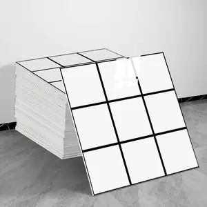 10 Piece Self-Adhesive Waterproof Wall Stickers, Simple Grid Geometric Pattern, Bedroom Living Room Background Wall Decor, PVC+xpe Foam Thickened