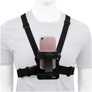 Mobile Phone Chest Mount Harness Strap Cell Phone Holder Mount for Video Bike Fishing Skateboard POV/VLOG for Action Camera, Black