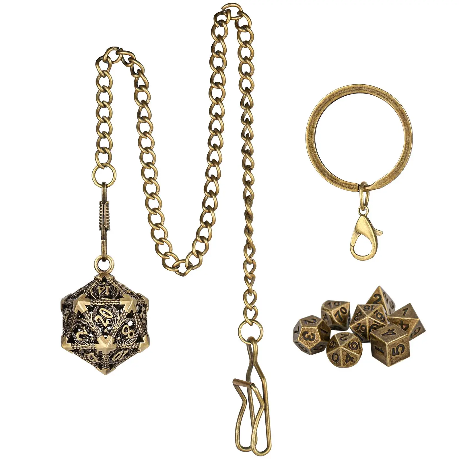Dungeons & Dragons Dice Set, Including D20 Cage, Keychain, Chain and Dice, Role Playing Board Games Accessories, Dungeons and Dragons Gifts