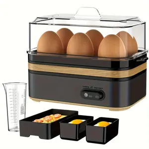 Rapid Egg Steamer - 6-Egg Capacity, BPA-Free Stainless Steel with Clear Lid, 400W Electric Egg Cooker for Hard Boiled, Poached, Scrambled, or Omelette, Includes Measurement Cup & 2 Poaching Trays, Auto Shut Off
