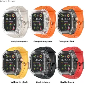 Color Block Transparent All-In-One Band for Apple Watch, Integrated Protective Strap for Series 1–11/Ultra/SE (38–49mm)