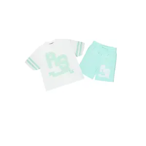 Alik White/Mint Crop Boxy Tee Short Set