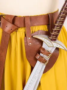 Medieval PU Leather Knight Sword Sheath, Vintage Renaissance Viking Role-Playing Cosplay Game Prop, Retro Style All Season Accessory