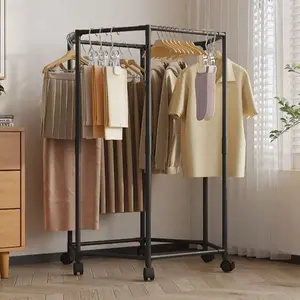 2025 Upgrade Hexagon Coat Rack Stand, Heavy Duty Drying Rack With Wheels, Foldable Freestanding Clothes Organizer For Bedroom, Laundry Room, Balcony, Closet Storage - No Drill Installation Needed