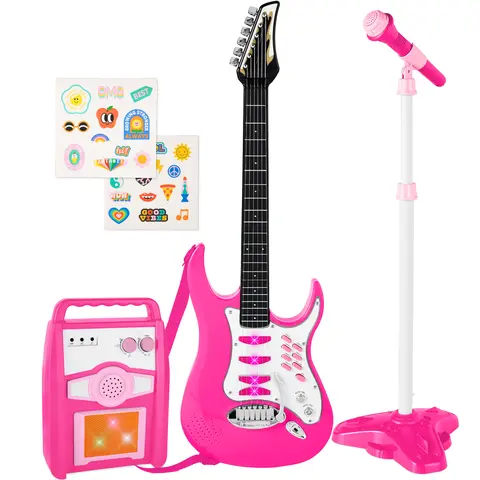 Best Choice Products Kids Electric Musical Guitar Toy Play Set w/ 6 Demo Songs, Whammy Bar, Microphone, Amp, AUX
