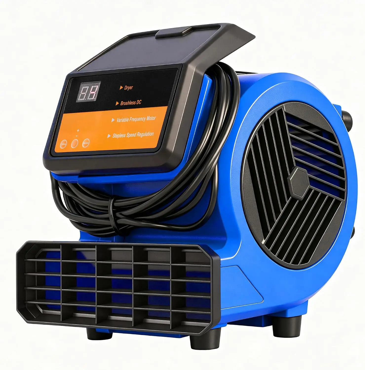 Heliwoo Air Mover Blower Fan - 1/4HP 300W 1100 CFM 3-Speed Floor Dryer, 3 Adjustable Angles, Timer-Equipped Portable Industrial Utility Fan for Home, Water Damage Restoration