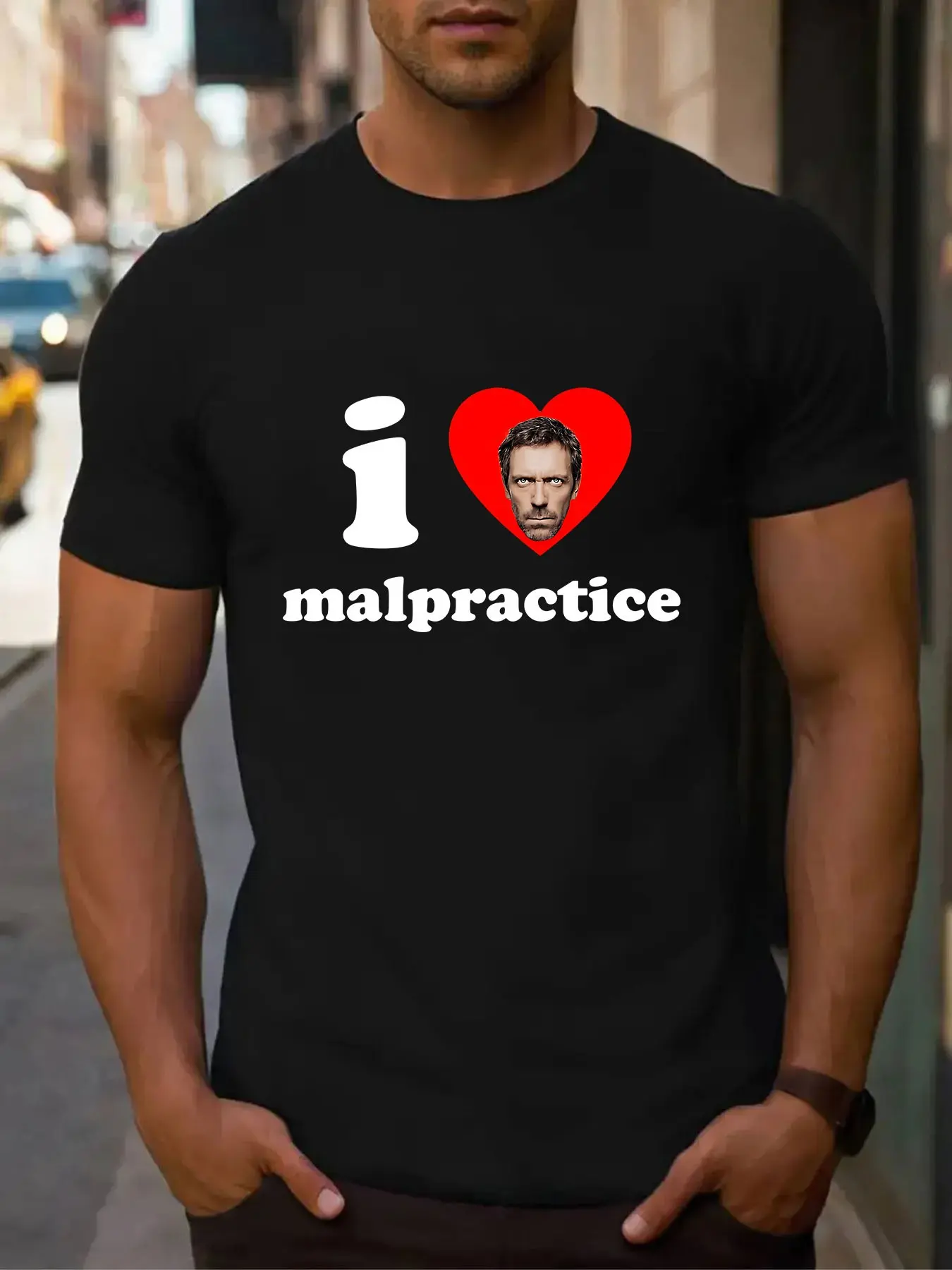 House Md I Heart Malpractice Graphic Tee, Unisex Casual Fitted Short Sleeve Round Neck T-Shirt, Cool Birthday Gift Clothing