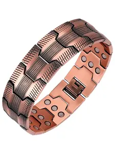 Copper Bracelet for Men, 99.99% Pure Copper Magnetic Bracelet with 3500 Gauss Neodymium Magnets, 3X Ultra Strength, Adjustable Fit