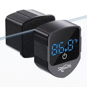 SEAOURA 2 in 1 Aquarium Magnetic Cleaner with Digital Thermometer for Glass Tanks 1-30 Gallons Compact Efficient Cleaning Tool for Aquariums Home Water Temperature Monitoring Fish Tank Cleaner