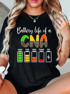100% Cotton Unisex CNA Nurse Week Certified Nurse Assistant T-Shirt, Graphic T Shirts -  Printed Short Sleeve T-Shirt Top