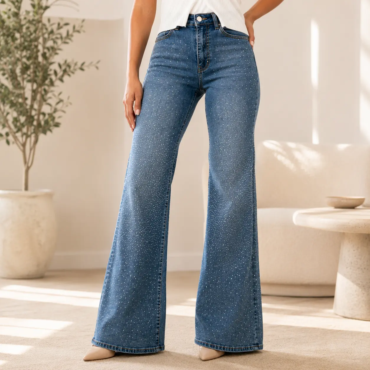 Crystal FLARE High-Waisted Sparkle Jeans Must Have 32" Inseam