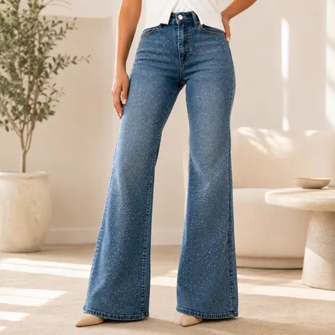 Crystal FLARE High-Waisted Sparkle Jeans Must Have 32" Inseam