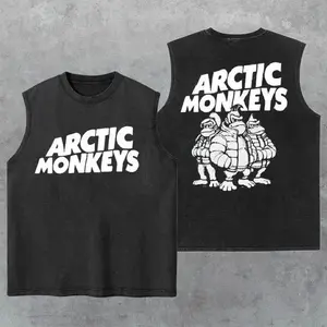 Vintage Arctic Monkeys Washed Tank Top, Rock Band Appreal, Gym Essential, Vintage Casual Crewneck Short Sleeves Menswear T-shirts Classic Cotton Fabric Streetwear