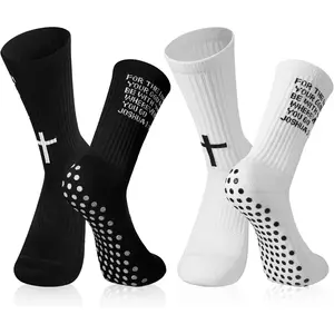 2 Pair Grip Cross Sock Cross Faith Socks Unisex Grip Sports Christian Gift for Sport Football Basketball Tennis Gym