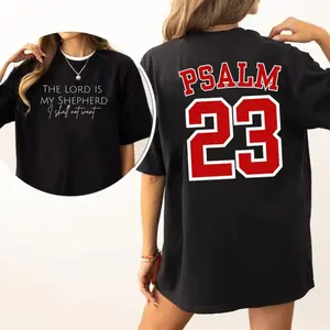 Psalm 23 Jersey Style Christian T Shirt, The Lord Is My Shepherd Sweatshirt, Faith Bible Verse Shirt, Sports Style Scripture Tee Hoodie, Unisex Regular Fit Crewneck Tee, Classic Streetwear