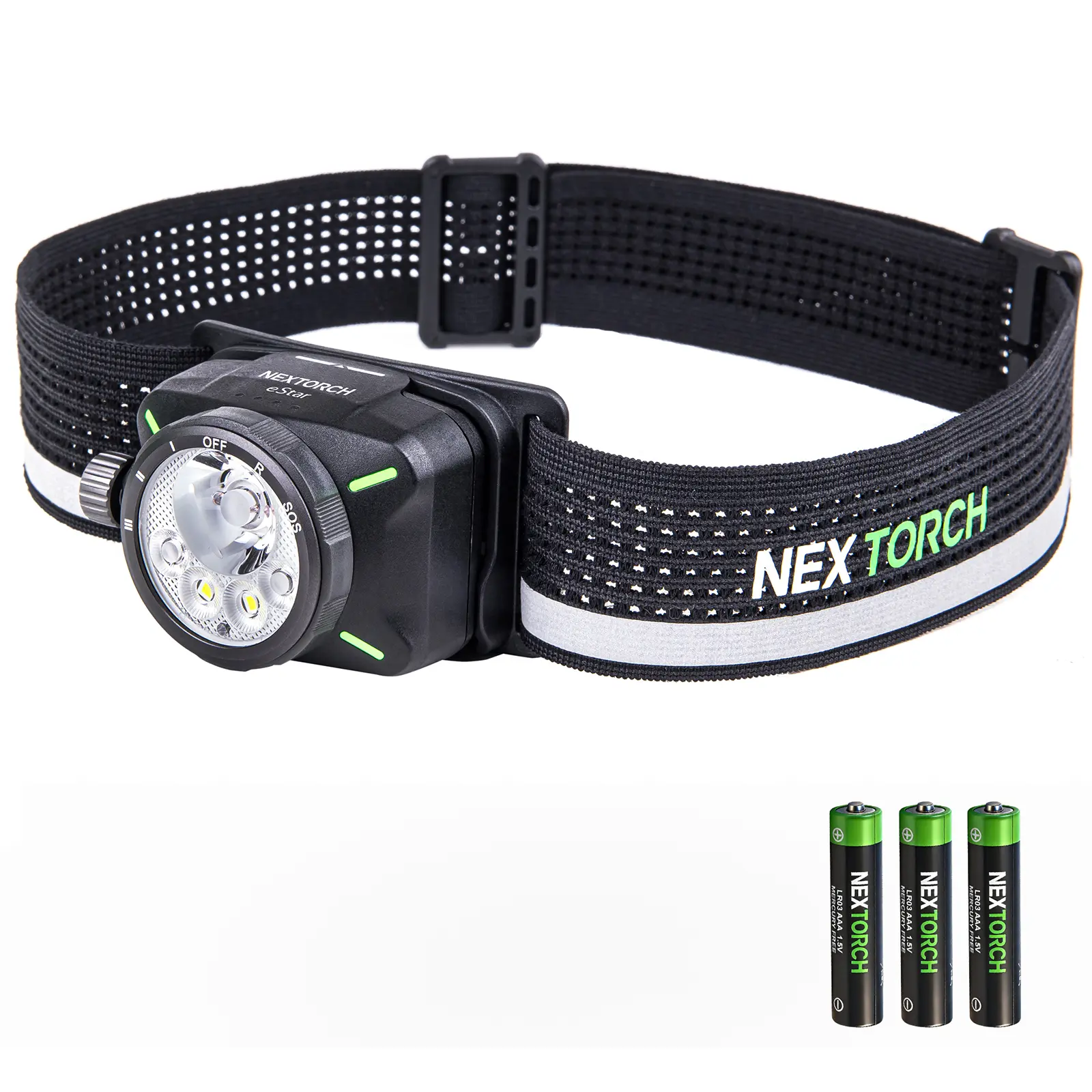 NEXTORCH E-Star 1200-Lumen Rechargeable LED Headlamp with Headband, High Lumens Flashlights, Extra Lightweight Spot-Flood Lights, Red Light, Waterproof, 3*AAA Batteries, Black, Manufacturer Warranty for Outdoor Activities, Led Lights