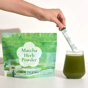 Polvo de hierbas Matcha Health King: rico en EGCG y mezclado con una fórmula herbal adaptativa; , rico en antioxidantes; ayuda a desintoxicar y promover el metabolismo; contiene L-teanina para ayudarte a mantener la mente despejada y una energía tranquila